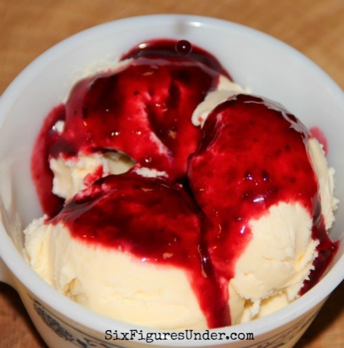 Homemade Blackberry Syrup makes a perfect topping for ice cream, not to mention pancakes and waffles! It can be frozen or canned. You can't go wrong with it!