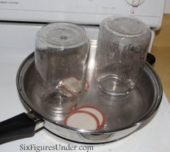 Steaming Canning Flat Lids for Homemade Applesauce