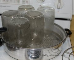 Steaming Canning Jars for Homemade Applesauce