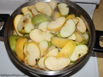 Steaming Apples for Canning Homemade Applesauce