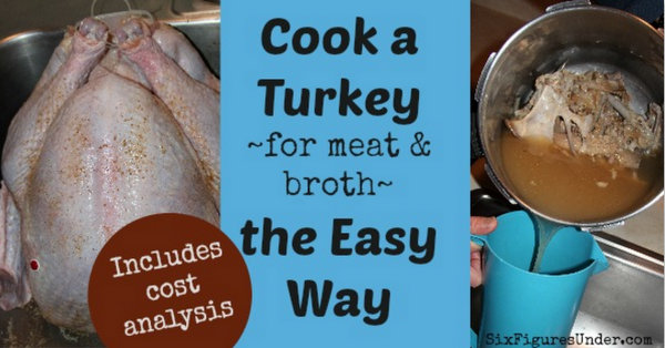 Cook a Turkey for meat and broth the easy way. Includes a cost analysis