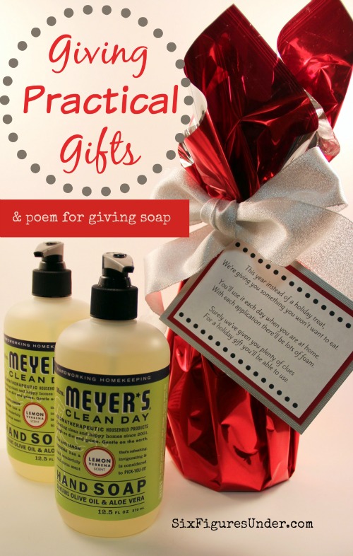 Have you ever thought of giving useful household products as gifts? Giving practical gifts saves money for the giver and receiver. Consumable gifts also prevent clutter and accumulating stuff! This year we're giving hand soap with a riddle poem.