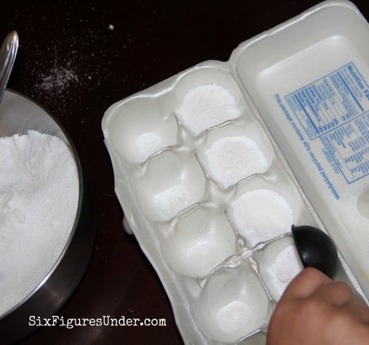 At $.05 per tab, making homemade dishwasher detergent tabs not only saves us money, but it saves us from the toxic chemicals in commercial dishwashing soaps. 