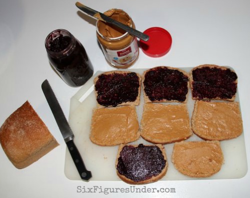 Making sandwiches to freeze for lunches