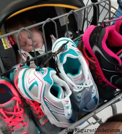 Buying lots of shoes so my daughter can try them on at home