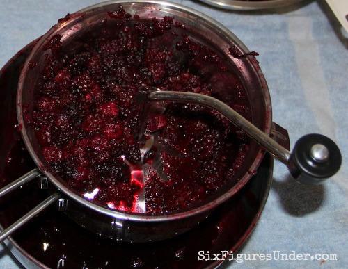 This was the old way we used to de-seed our blackberries. It worked, but wasn't very efficient. Our new way is much faster.