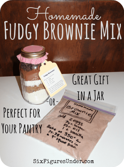 Homemade brownie mixes are perfect for your pantry and layered in a jar make great gifts. My kindergartner made these for teacher gifts.