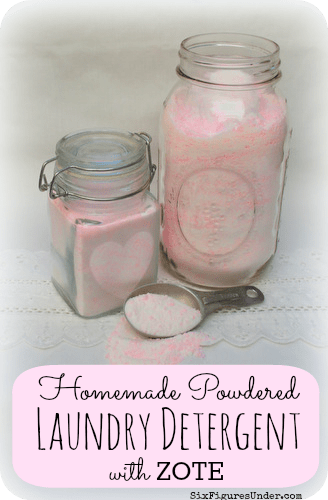 Make your own homemade powdered laundry detergent made from Zote Soap, Washing Soda, and Borax. Way cheaper than commercial detergent!